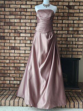 Ladies Obsessions Haute Couture Two Piece Brown Satin Aline Corset Dress Size 10